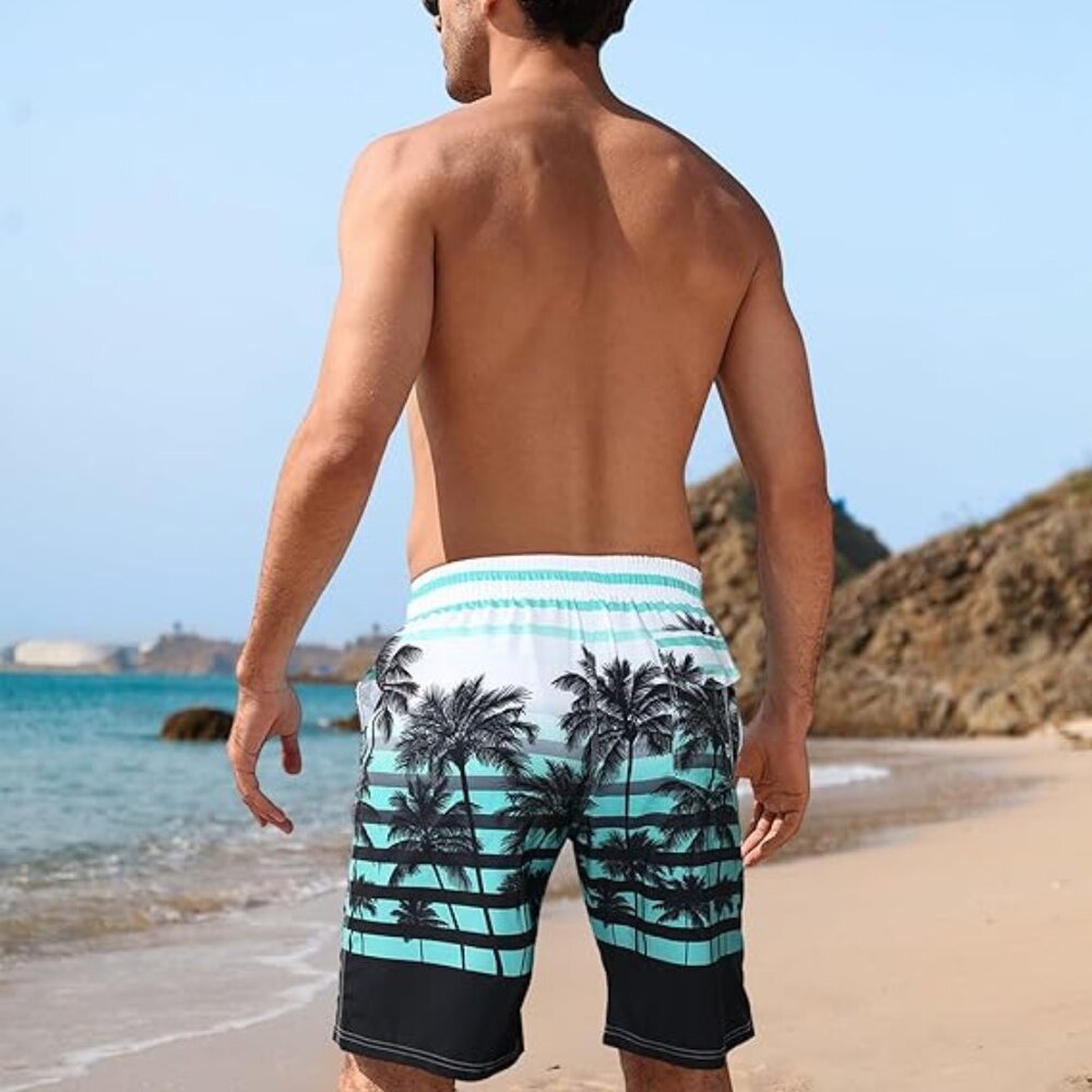 Men's Swim Trunks Quick Dry Swim Shorts 9" Inseam Bathing Suit with Mesh Lining - Picture 2 of 14